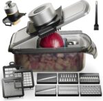 12-in-1 Vegetable Chopper, Mandoline Food Slicer for Kitchen, Cheese Grater, Veggie Chopper with Container, Vegetable Cutter for Onion, Salad and Fruit- Stainless Steel, Home Essential Tools - Image 2
