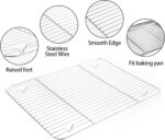 Stainless Steel Baking Sheet Tray Cooling Rack with Silicone Baking Mat Set, Cookie Pan with Cooling Rack, Set of 9 (3 Sheets + 3 Racks + 3 Mats), 10/12/16 Inch, Easy Clean - Image 5