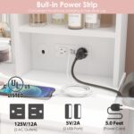 Vabches Makeup Vanity with Lights, 37inch Vanity Desk with Power Strip, 4 Drawers Makeup Table with Lighted Mirror, 3 Lighting Colors, White - Image 7