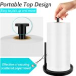 Paper Towel Holder Countertop, Standing Paper Roll Holder with Anti Slip Weighted Base, Stainless Steel Freestanding Paper Towel Holder for Kitchen, Black - Image 5