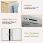 SUNLEI Kitchen Island with Storage, Rolling Kitchen Island Cart with Wheels & Drop Leaf & Towel Rack & 2 Drawers, Portable Island Table for Kitchen, White - Image 6