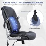 COLAMY High Back Executive Office Chair- Ergonomic Home Computer Desk Leather Chair with Padded Flip-up Arms, Adjustable Tilt Lock, Swivel Rolling Chair for Adult Working Study-Black - Image 5