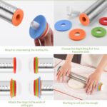 Rolling Pin nonstick and Silicone Baking Pastry Mat combo kit, Adjustable Rolling Pin With Thickness Rings for Baking Fondant, Pizza, Pie, Pastry, Pasta, Dough, Cookies (red) - Image 4