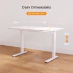 Claiks Glass Standing Desk with Drawers, 48×24 Inch Electric Adjustable Height Stand Up Desk Quick Install Computer Desk, White - Image 4