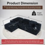 Cloud Sectional Couch with L-Shape Chaise, Modern Modular Sofa with Deep Seat, Built-in Cup Holder & Storage Pocket for Living Room Bedroom, No Assembly Required (Black, Right Facing Chaise) - Image 3