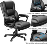 Furmax Office Executive Chair High Back Adjustable Managerial Home Desk Chair, Swivel Computer PU Leather Chair with Lumbar Support (Black) - Image 6