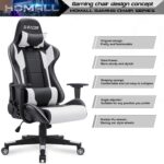 Homall Gaming Chair, Office Chair High Back Computer Chair Leather Desk Chair Racing Executive Ergonomic Adjustable Swivel Task Chair with Headrest and Lumbar Support (White) - Image 5