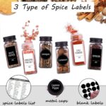 Churboro 25 Spice Jars with 547 Labels- Glass Spice Jars with Black Metal Caps, 4oz Empty Spice Containers with Shaker Lids, Funnel, Chalk Pen, Square Seasoning Bottles for Spice Rack, Drawer, Cabinet - Image 3