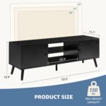 DUMOS TV Stand for 55 60 inch TV, Entertainment Center with Storage Cabinet, Mid Century Modern Media Console Table, Adjustable Hinge, Wooden Television Furniture for Living Room, Office - Black - Image 4