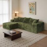 Cloud Sectional Couch with L-Shape Chaise,Modern Modular Sofa with Deep Seat, Upholstered Couches with Left Facing Chaise for Living Room Bedroom, No Assembly Required, Green (Plush Corduroy Fabric) - Image 9