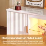 Bestier LED TV Stand for 55/60/65 Inch TV, Gaming Entertainment Center with Cabinet for PS5, Xbox, Fluted TV Console with Adjustable Glass Shelves for Living Room, Bedroom 57 Inch,Bright White - Image 7