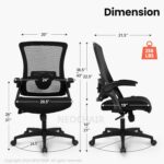 NEO CHAIR Office Desk Chair Computer High Back Mesh Gaming Seat with Ergonomic Adjustable Comfy Flip-up Armrests Lumbar Support Height for Home (Black) - Image 3