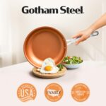 Gotham Steel 9.5 Inch Copper Non Stick Frying Pans, Ceramic Non Toxic Frying Pans Nonstick Skillet Made Without PFOA PFOS, Lightweight, Stay Cool Handle, Oven and Dishwasher Safe - Image 7