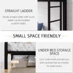 SHA CERLIN Loft Bunk Bed Twin Over Full Size with Ladder and Guardrail,Heavy Duty Metal Slats Support No Box Spring Needed Small Space Saving Furniture for Bedroom Dorm,Black - Image 5