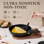 KIKCOIN 20 Pcs Pots and Pans Set Non Stick, Detachable Handle Cookware Sets Nonstick, Non Toxic Induction RV Kitchen Cooking Set with Removable Handles, Dishwasher/Oven Safe, Easy Clean (Black) - Image 4