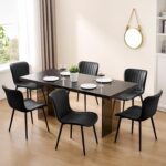 Modern Dining Chairs Set of 4, Heavy Duty Upholstered Side Chairs with Faux Leather, Comfortable Cushions & Durable Metal Legs with Adjustable Feet, Perfect for Kitchen, Dining Room (Black) - Image 4