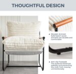 MAXYOYO Accent Chair, Sherpa Arm Chair for Living Room, Mid Century Modern Accent Chairs, Boucle Reading Bedroom Chair, Teddy Armchair, Wooden Arms Metal Frame - Image 7