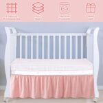 Pink Crib Bed Skirts with 4 Large Cot Bow Baby Crib Skirt for Boys Girls Nursery Toddler Bedskirt Dust Ruffle 14" Drop - Image 5