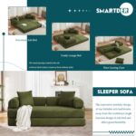 Convertible Folding Sofa Bed, Modular Floor Sofa with Removable Backrest, 3-Seater Fold Out Couch Bed with Pillows, King Size Futon Lazy Couch Corduroy Sleeper for Living Room, Dorm, Green - Image 5