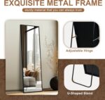 Delma Wall Full Length Mirror,Standing Mirror Full Body,Large Floor for Wall Door Bedroom Bathroom Living Room with Aluminium Frame(with Stand,56x15-Black) - Image 5