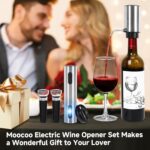 Electric Wine Opener Gift Set, Automatic Electric Wine Bottle Corkscrew Opener Rechargeable with Foil Cutter, Automatic Aerator, 2 Vacuum Stoppers for Home Bar Outdoor Parties, Stainless Steel - Image 9