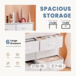 DUMOS TV Stand for Living Room, Dresser for Bedroom Chest of Dresser with 6 Fabric Drawers Storage Organizers Units, Nightstand for Bed - Image 4