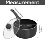 Utopia Kitchen 2 Quart Detachable handle Nonstick Saucepan with Glass Lid, Multipurpose Use for Home, Kitchen or Restaurant, Grey & Black - Image 3