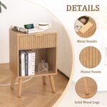 Wood Nightstand with Charging Station, Bedside Table with Fluted Drawers and Outlet, Boho Night Stand for Bedroom, Living Room, Office (Rustic Walnut) - Image 5