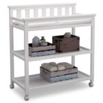 Delta Children Flat Top Changing Table with Wheels and Changing Pad - Greenguard Gold Certified, Bianca White - Image 4