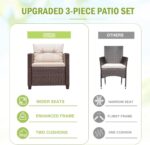 Devoko 3 Pieces Patio Furniture Set, PE Rattan Wicker Patio Set with Two Outdoor Chairs and Table, Upgraded Patio Chairs and Table for Porch, Garden Poolside Balcony - Image 6