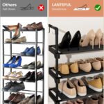 3 Tier Shoe Rack for Closet, Shoe Organizer with 5 Hooks, Long Shoe Shelf Storage for Sneaker and Boot Stackable Free Standing Shoe Rack for Entryway, Garage, Small Spaces, Dorm - Image 6