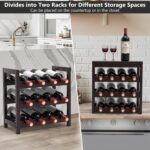 24-Bottle Wine Rack Freestanding Floor, 6-Tier Bamboo Wine Display Rack Storage Shelf with Table Top for Kitchen Dining Room Bar Cellar - Dark Brown - Image 6