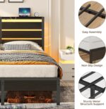 Rolanstar Bed Frame Twin Size with USB Charging Station, LED Bed Frame with Wood Storage Headboard, Black Metal Platform Bed with Under Bed Storage, No Box Spring Needed, Noise Free - Image 7