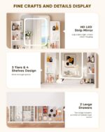 Makeup Vanity Desk with Smart LED Mirror and Power Outlet, Small Makeup Vanity Table with 2 Drawer and 5 Shelves, Dressing Table-White - Image 6