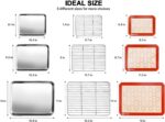 Stainless Steel Baking Sheet Tray Cooling Rack with Silicone Baking Mat Set, Cookie Pan with Cooling Rack, Set of 9 (3 Sheets + 3 Racks + 3 Mats), 10/12/16 Inch, Easy Clean - Image 3