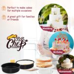 P&P CHEF 8 Inch Cake Pan Set of 3, Non-Stick Round Cake Pans Tins for Tier Smash Cakes, Baking Pans Set & Essential Bakeware, Stainless Steel Core & Leak-Proof - Image 7
