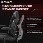 N-GEN Video Gaming Chair Ergonomic Computer Desk Office Chair with Lumbar Support Adjustable Height Swivel Wheels Flip-Up Arms PU Leather Home and Office (Black) - Image 5