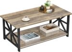GreenForest Coffee Table for Living Room with Round Corners Farmhouse Style Center Table with Storage Shelf 39 Inch Space Saving Easy Assembly Gray Wash - Image 2