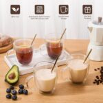 Glass Coffee Mugs Set Of 6, 13.5 OZ Insulated Double Wall Coffee Cups, Perfect for Cappuccino, Latte, Americano, Tea Bag, Beverage - Image 4