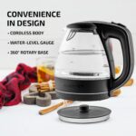 OVENTE Electric Kettle, 1.5L Borosilicate Glass Countertop Water Heater and Boiler for Coffee or Tea, BPA-Free, Auto Shut-Off, Boil-Dry Protection, Removable and Washable Spout Filter, Black KG83B - Image 5