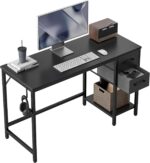 CubiCubi Computer Desk with 2 Drawers, 40 Inch Small Home Office Desk Study Writing Table, Modern Black - Image 2