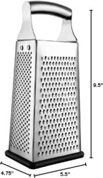 Spring Chef Professional Large Parmesan Cheese Grater, Stainless Steel Metal Box Grater with Handle, 4 Sided Handheld Kitchen Food Shredder for Cheese, Carrot, Veggie, Ginger, Potato - Dishwasher Safe - Image 11