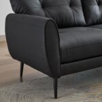 TYBOATLE Sofa Couch 61" Small Loveseat Couches for Living Room, Black Faux Leather Couch Mid Century Modern Tufted Mini Sofa Comfy Office 2 Seat Settee Love Seat Couches for Small Spaces Bedroom - Image 10