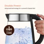 Speed-Boil Electric Kettle For Coffee & Tea - 1.7L Water Boiler 1500W, Borosilicate Glass, Easy Clean Wide Opening, Auto Shut-Off, Cool Touch Handle, LED Light. 360° Rotation, Boil Dry Protection - Image 5