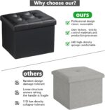 AmasSmile Storage Ottoman Folding Foot Rest Stool, Leather Footstool Bench, Short Ottoman Stool, Storage Foot Rest Store, Books (Black, 13" D x 17" W x 13" H) - Image 5