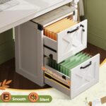 DEVAISE 2 Drawer File Cabinet with Lock, Wood Farmhouse Filing Cabinet for Home Office, Printer Stand Fits Letter and A4 Size, White - Image 5