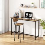 GILLAS Set of 2 Bar Stools, Tall Bar Stool with Backrest and Footrest, Tall Bar Chairs, Industrial Style Counter Height Bar Stool for Dining Room, Kitchen, Rustic Brown - Image 9