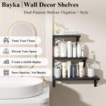 BAYKA Wall Shelves for Bedroom Decor, Floating Shelves for Wall Storage, Display Mounted Rustic Wood Shelf for Books,Plants,Corner Shelves for Bathroom,Kitchen,Living Room(Set of 4) - Image 4