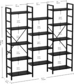 IRONCK Bookcases and Bookshelves Triple Wide 5 Tiers Industrial Bookshelf, Large Etagere Bookshelf Open Display Shelves with Metal Frame for Living Room Bedroom Home Office - Image 4