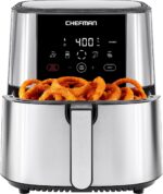 Chefman TurboFry® Touch Air Fryer, XL 8-Qt Family Size, One-Touch Digital Control Presets, French Fries, Chicken, Meat, Fish, Nonstick Dishwasher-Safe Parts, Automatic Shutoff, Stainless Steel - Image 2